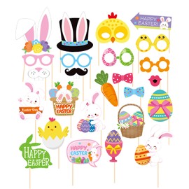 Easter Party-Decorations Egg-Bunny Photo-Booth Props - 25pcs Funny Glasses Easter Birthday Photography Props Kids Favors Gifts Supplies Spring Chicks Decor Ouruola