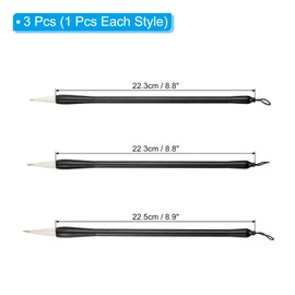 PATIKIL Calligraphy Brush, 3 Pack Watercolor Ink Painting Calligraphy Writing Brush Drawing Art Brush Aluminum Rod Handle for Beginner 3 Size Kit, Brown White