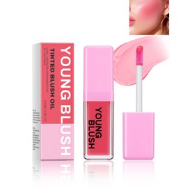 Color Changing Blush Lip Oil, Magic Color Changing Lip Oil with Lip Brush, Long-lasting Hydrating Liquid Blush Oil PH Changing Blush, pH Blusher Warm Change Cheek Makeup Christmas Gift for Women-Pink