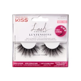 KISS Lash Couture LuXtensions Collection 1 Pair of Fake Lashes, Russian Volume, Light and Flexible Faux-Mink Eyelash with Super Slim Band includes Lash Glue