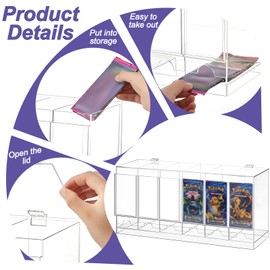 6 Slots Acrylic Booster Pack Dispenser, Card Pack Dispenser with Cover, Stackable TCG Organizer for Trading Card Packs, Booster Packs, Sports Card, Fits Booster Boxes