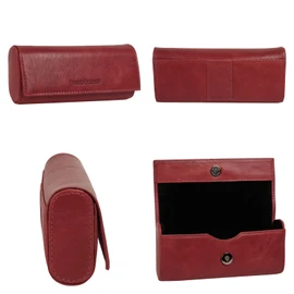 bruno banani 022056 Real Leather Glasses Case for Men, Women, Safe Storage, Elegant Design, red