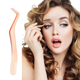 Doyime False Eyelashes Tweezers Stainless Steel Fine Tip Work False Eyelashes with Comb for Fine Hair and Eyelashes Craft