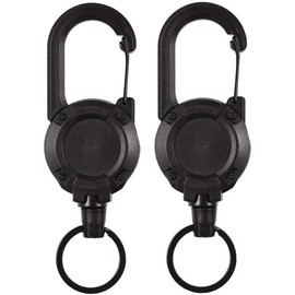2PCS Retractable Keychain, Heavy Duty Carabiner Badge Holder, Outdoor Automatic Retractable Wire Rope Keychain, With Stainless Steel Spring Coil 60 CM Steel Wire Rope Carabiner Clip