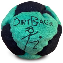 DIRTBAG All Star Footbag Hacky Sack 3 Pack with Pouch, 100% Handmade, Premium Quality, Bright Vivid Colors, Signature Carry Bag - Green/Black