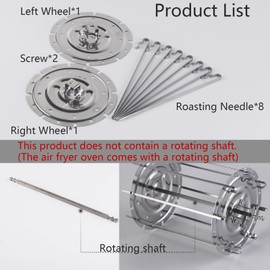 Kispog Rotisserie Skewers for Air-Fryer Oven: 8-pack Stainless Steel Kebab Skewers - Rotating & Even Heating - for Instant Vortex 10/10.6 QT - BBQ Meat Vegetables Fruits