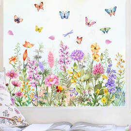 3 Sheets Flower Spring Summer Window Stickers for Glass Double-Side Window Clings Spring Decorations Flowers Butterfly