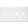Legrand-Pass & Seymour SP4WU Wall Plate Plastic Four Gang Four Toggle without Line, White