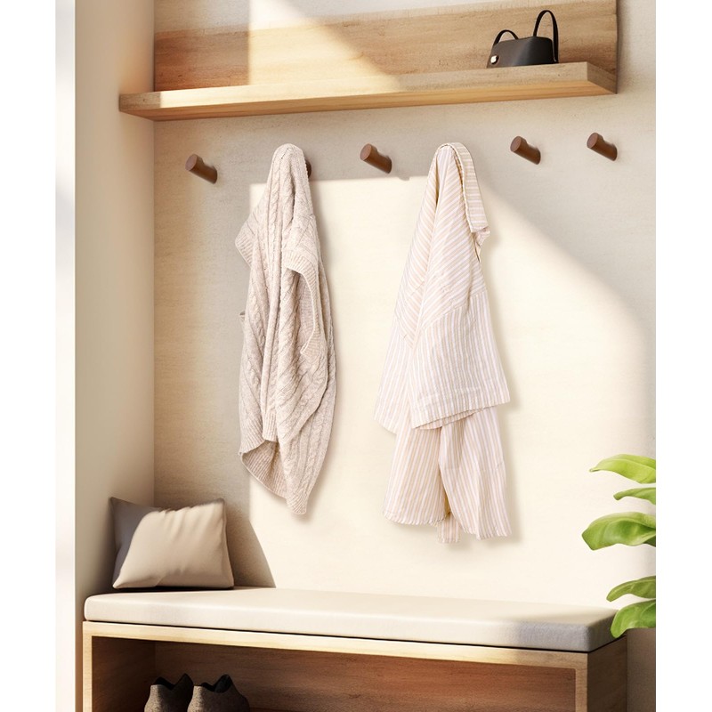 Optish Wood Wall Hooks for Hanging, 4 Pack Hat Hooks
