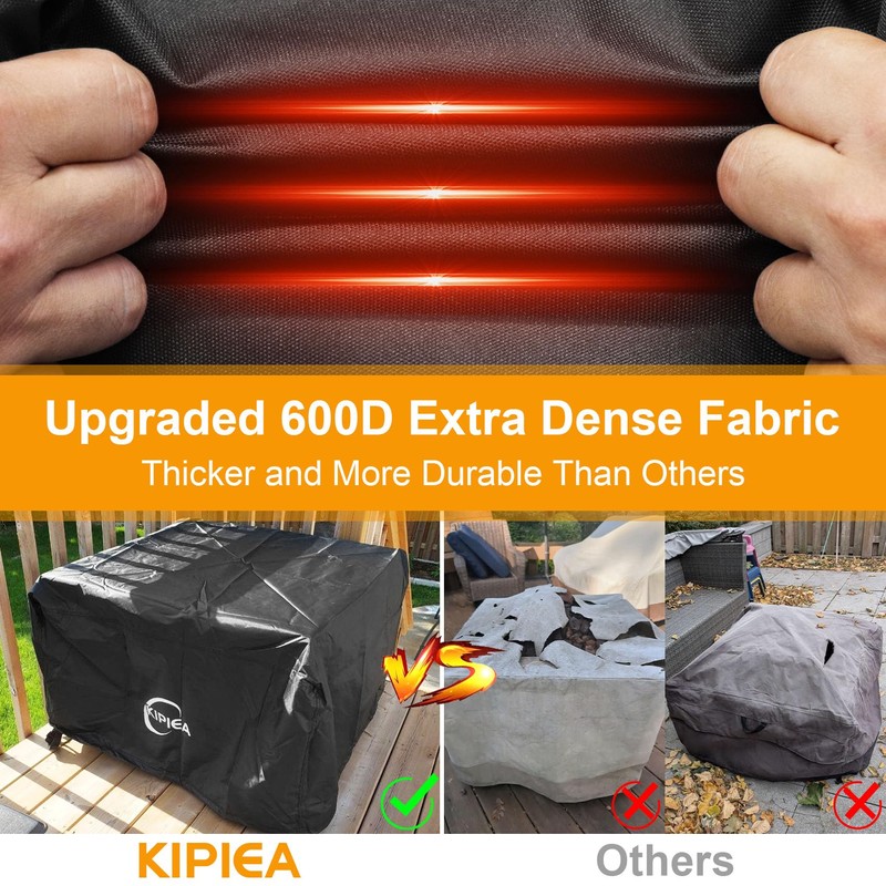 Kipiea Square Fire Pit Cover - Upgraded 600D Strong Tear