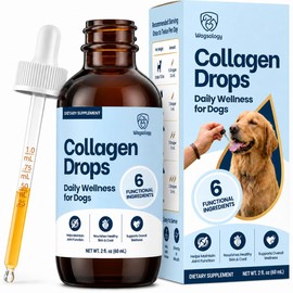 Liquid Collagen for Dogs - Dog Collagen Drops for Dogs, Supports Joints, Skin, Coat, Bones and Itch Relief for Dog, 6 in 1 Formula, 3 Types Collagens, Biotin, Vitamin C, Vitamin E and Hyaluronic Acid