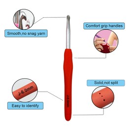 Mdoker Extra Long Crochet Hooks,Ergonomic Grip Soft Handles for Handmade DIY Crocheting,Crochet Hook Needles for Arthritic Hands,Size J/10(6.0MM)