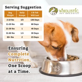 Wholistic Pet Organics Puppy Essentials - Organic Pumpkin Powder Dog Supplement for Skin & Coat Health, Itching Relief, Omega 3 & Probiotics - Vitamins for Immune Support, Homemade Dog Food Additive