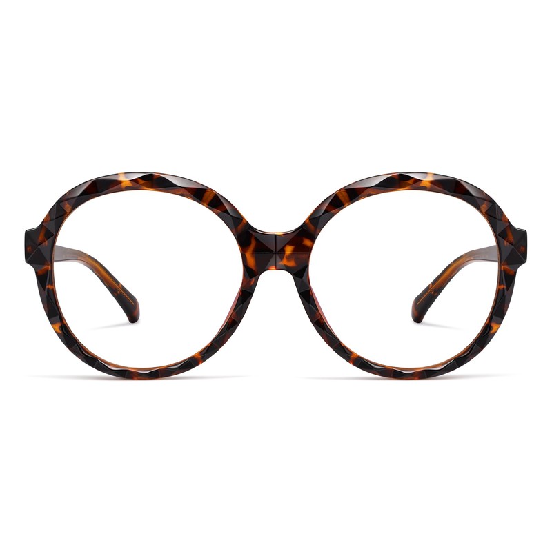 AMOMOMA Stylish Oversized Round Reading Glasses for Women,Blue Light Blocking