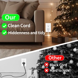 9 Ft Clear Extension Cord Indoor Thin with Foot Switch, 3 Outlets Extension Cord with Switch, Flat Plug Clear Extension Cords for Holiday Christmas Tree Lights, UL-Certified, 7A/125V, 18 AWG(1 Pack)