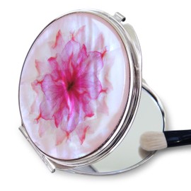 MADDesign Mother of Pearl Compact Makeup Travel Mirror (Flower Petals Pink)