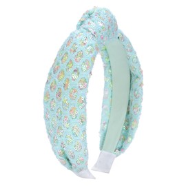 Santoddle Sequin Knot Headband for Women Sparkly Knotted Head Bands Non Slip Wide Glitter Head Band Fashion Head Bands Knot Headband for Women