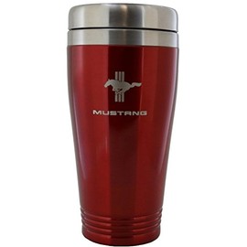 Ford Mustang Tri-Bar Red Stainless Steel Travel Mug Tumbler