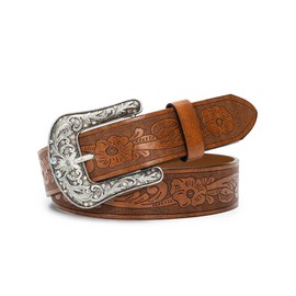 UTOWO Adjustable Vintage Western-Belts for Women Men - Engraved Buckle Cowgirl-Cowboy-Belt for Jeans fit 28-38" waist