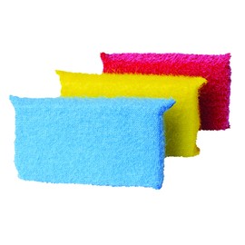 Casabella Multicolor Cellulose Scrub Sponges, Pack of 3, Blue/Yellow/Pink, 3 Count