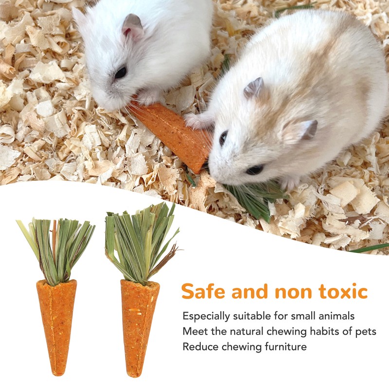 20pcs Carrot Shaped Hamster Toy Teeth Grinding Decorative Crude Fiber