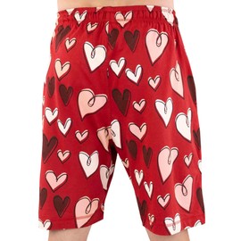 Lazy One Pajama Shorts for Men, Men's Pajama Bottoms, Sleepwear, Valentines Day (Hearts, Medium)