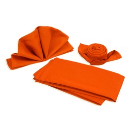 Sweet Needle 12 Pack 100% Cotton Oversized Napkins 45 x 45 cm Orange Heavy Fabric for Everyday Use with Mitered Corners