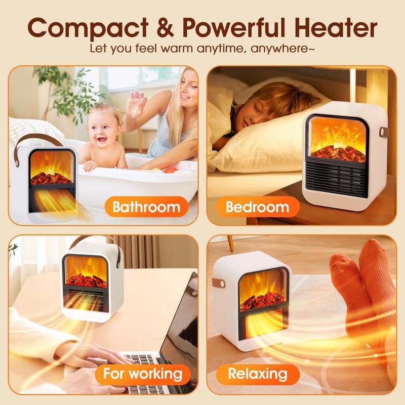 ZJFLNZYC Portable Mini Electric Fireplace Heater,Small Room Space Heaters for