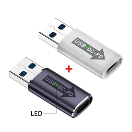 Adaptador CY 2 unids/lote USB 2.0 A macho QC a PD USB-C tipo C hembra 5 Gbps adaptador de corriente de datos para computadora portátil, tablet, teléfono