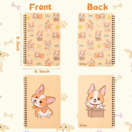 L1rabe 2 A5 Corgi Spiral Notebooks Christmas Back to School Cute Yellow Funny Corgi College Ruled Notebook Hardcover Spiral Travel Drawing Journal Notepad Diary for Kids Teens, Birthday Christmas Gift