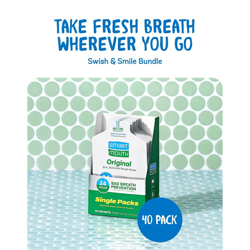 SmartMouth Original Zinc Activated Mouthwash Single Packs - Disposable Mouthwash