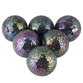 MDLUU 6-Pack Mosaic Balls, Home Decor Spheres, Decorative Orbs for Centerpiece Bowl, 3-Inch Diameter (Mixed Color-A)