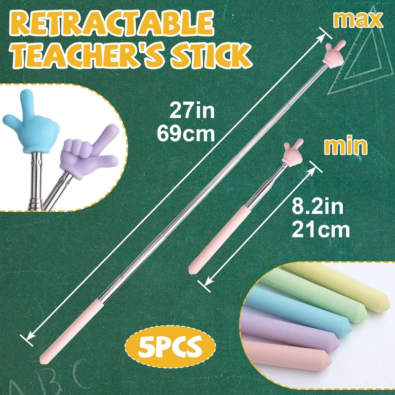 Alpinleux 5 Pcs Retractable Finger Pointer Sticks, Pointer Finger Stick,