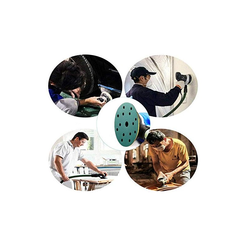 Sanding Discs Pads 10Pcs 150mm, 15 Hole Sandpaper, Hook and