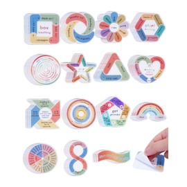 UCEC 120Pcs Breathing Stress Anxiety Stickers, Waterproof 15 Patterns Calm Strips Stickers for Classroom Desk Adults Teens Anxiety Relief