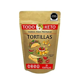 TODO KETO | Harina para Tortillas Keto Sin Gluten Low Carb 500g | Alcanza para 30 Tortillas | Veganas, Sin Almidón Modificado | Con Harina de Almendra y Coco | Empaque Ecológico