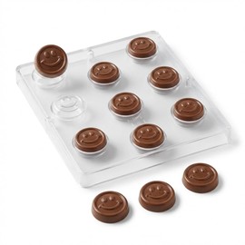 Smiley Face Bite Size Chocolate Candy Mold - 9 Cavities, 1 1/4" Diameter, Item 181