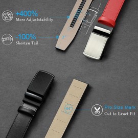 YOORAN Belt Men, Ratchet Belt Dress with 1 3/8" Genuine Leather,Jeans Belt with Click Sliding Buckle,Adjustable Trim to Fit