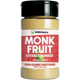 XPRS Nutra Monk Fruit Extract Powder - 1.3 Ounces of Premium 25% Mogroside Monk Fruit Sweetener Sugar Substitute