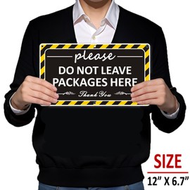 i-CowFun (2 Pack) Please Do Not Leave Packages Here Sign - 12" x 6.7" Metal Delivery Signs for Packages, Heavy Duty Delivery Instructions for Home, Outdoor Use