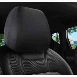 Liqqlex 2 Pack Car Seat Headrest Cover Black 9"x10.6" Universal Elastic Breathable Knitted Fabric Headrest Covers for Cars SUV Truck Seat Covers Flexible Protective