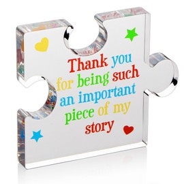 Teacher Appreciation Gifts for Women, Men - Thank You Engraved Acrylic Block Puzzle 3.4 x 2.8 inch - Heartwarming Teacher Gift - Cute Student Teacher Gifts - Novelty Daycare Teacher Gift