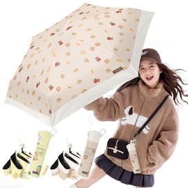 Children's Folding Umbrella, Ultra Lightweight 4.9 - 5.3 oz (140 g - 160 g) x Rain or Shine, Folding Umbrella, Girls, 6 Ribs, Hand Opening, Storage Pouch Included, 99.9% Full Light Blocking, Foldable