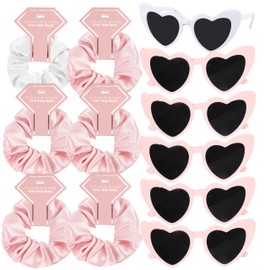 EOLUCC 6pairs Satin Bridesmaid Scrunchies - Wedding Proposal Gifts, Bachelorette Party Favors (6Wpink)