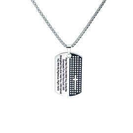 Religious Cross Lords Prayer Pendant Necklace for Men Military Bible Verse Dog Tag Necklace Christmas Christian Easter