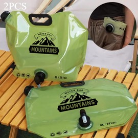 2Pack Collapsible Water Storage Bag, Camping Water Container,8L/2.11Gal Durable Portable Container, Leakproof Spigot, Resistant for Camping, Hiking, Travel, Outdoor Reusable Accessory