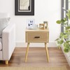 2 Sets Striped Grooved Nightstand with Solid Wood Storage Drawer,