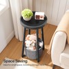 HOOBRO Small Round Side Table, 2-Tier Round Sofa End Table,