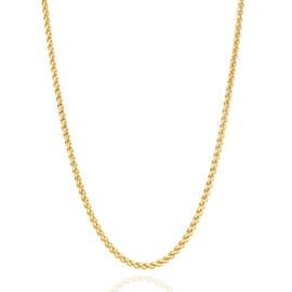 OLARCU 2.5mm/4mm Gold Wheat Chain for Men Women, Mens Stainless Steel Chain Necklace Jewelry, 18-26 Inches (2.5mm-Gold, 20 Inches)