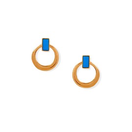 14k Gold Plated 925 Sterling Silver Turquoise Door Knocker Style Earrings 8mm X 4.5mm Simulated Have Stud Earring for Women